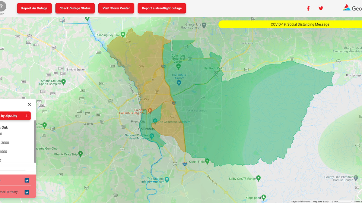 Approximately 1,100 Georgia Power customers were without power Dec. 30, 2021, after a storm rolled through around 4 p.m.