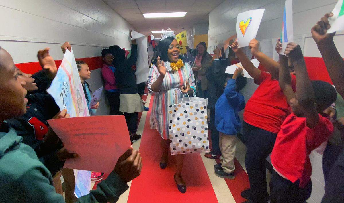 Tasha Morman, a 5th Grade Science and Social Studies teacher at St. Mary’s Magnet Academy, was selected as the 2023 Muscogee County School District Teacher of the Year. She was treated to a big celebration Friday morning at the school. 05/05/2023