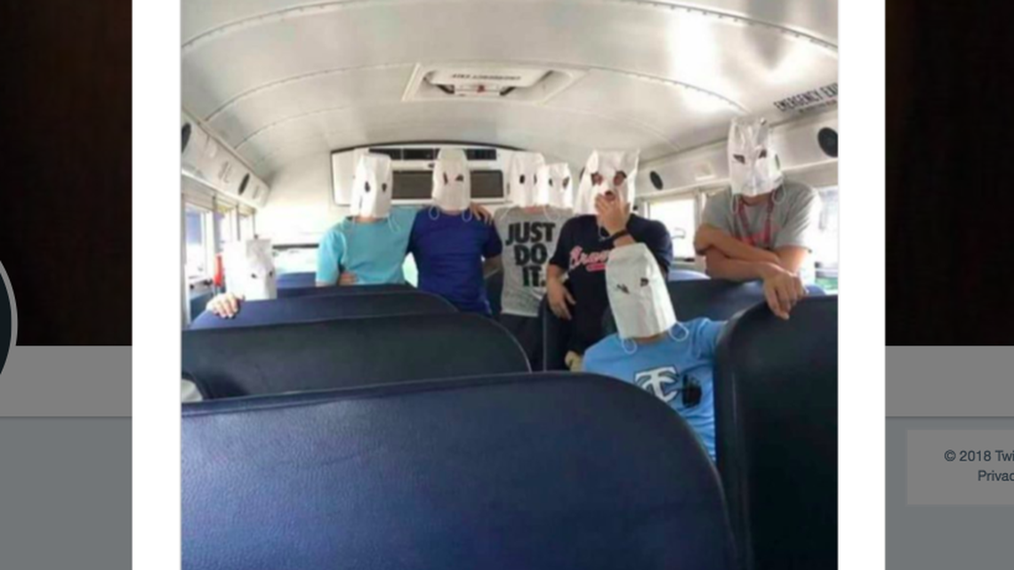 Several Telfair County High School students will face discipline after posting a "highly offensive" photo showing them wearing bags on their heads masks, the school superintendent said.