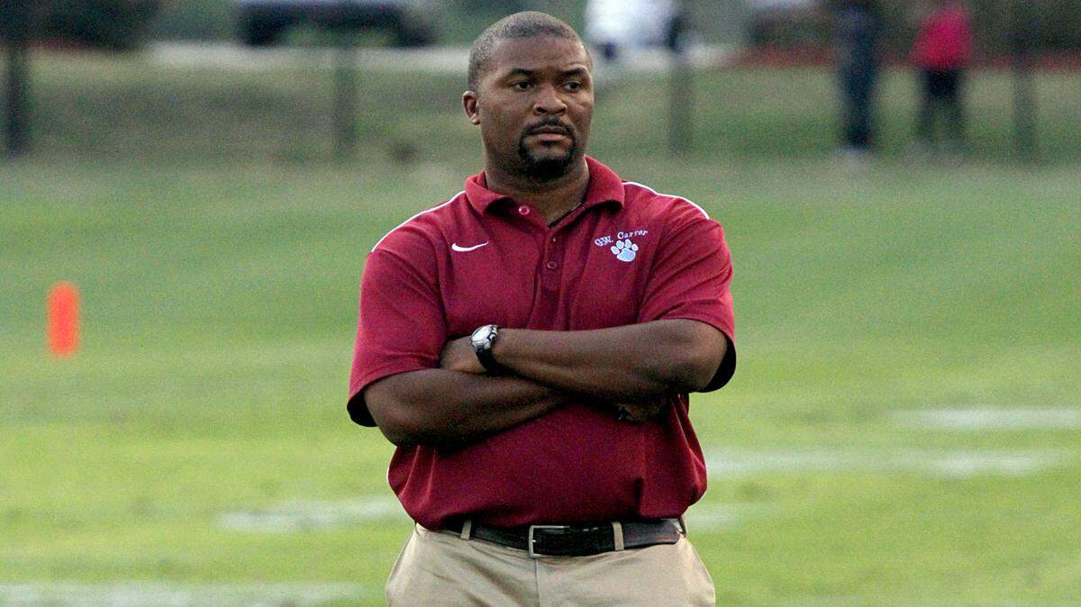 Joe Paull jpaull@ledger-enquirer.com 
 Carver head football coach, Dell McGee, show during a scrimmage against Central-Phenix City on August, 23rd.