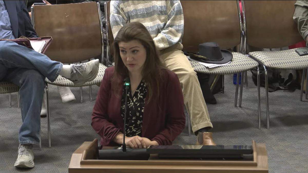 Columbus Airport director Amber Clark presents an update about the airport to the Columbus Council during the Dec. 16, 2025, meeting.