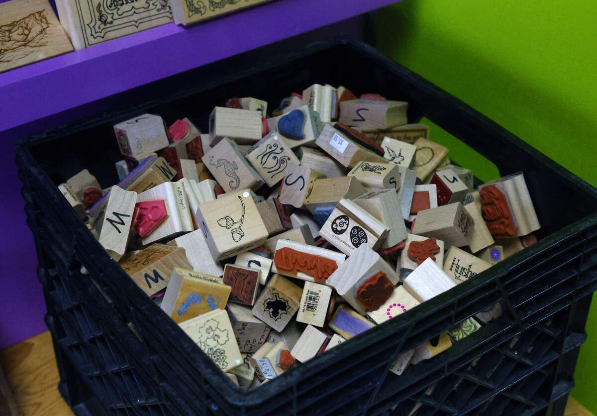 Sticker & Stamp has a wide selection of secondhand craft supplies, pictured Jan. 8, 2026. The store is at 2109 Wynnton Road in Columbus.