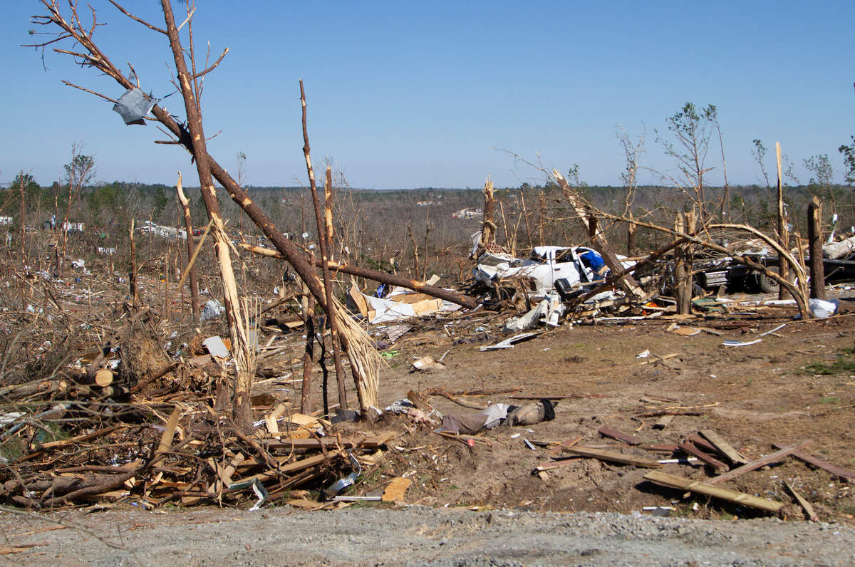 Remnants of homes and yards lay scattered along with snapped trees and limbs on Wednesday, March 6, 2019, in Lee Co, Ala. A tornado outbreak struck the county on Sunday, March 3, 2019, and left 23 dead, others injured and property damaged. A tornado outbreak struck the county on Sunday, March 3, 2019, and left 23 dead, others injured and property damaged.