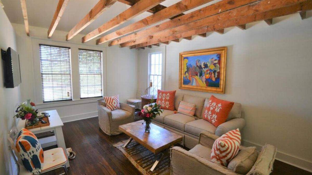 This one-bedroom cottage in the Columbus Historic District is among the Airbnb offerings in the city, starting at around $70 per night./