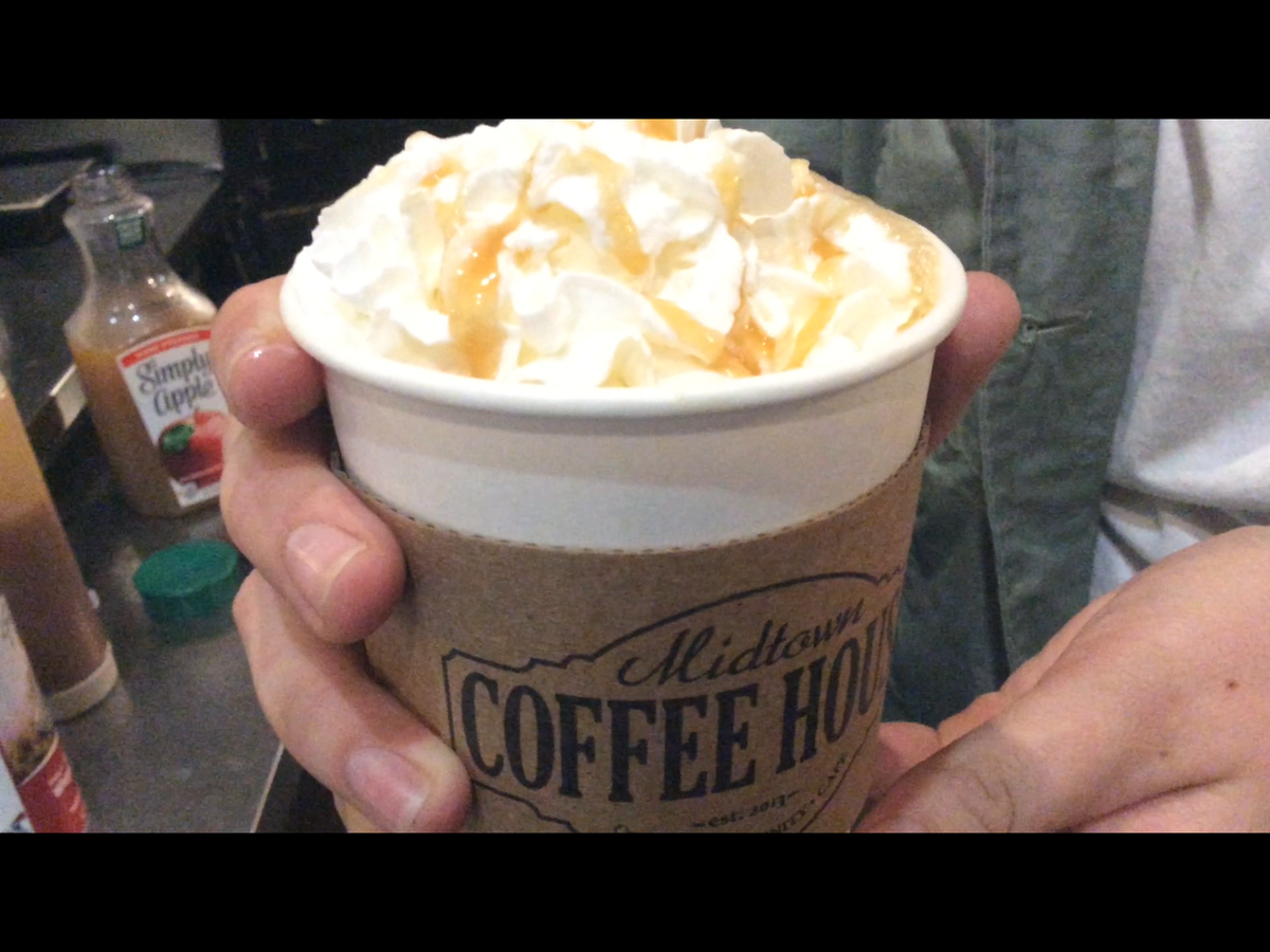 The caramel apple cider at Midtown Coffee House.
