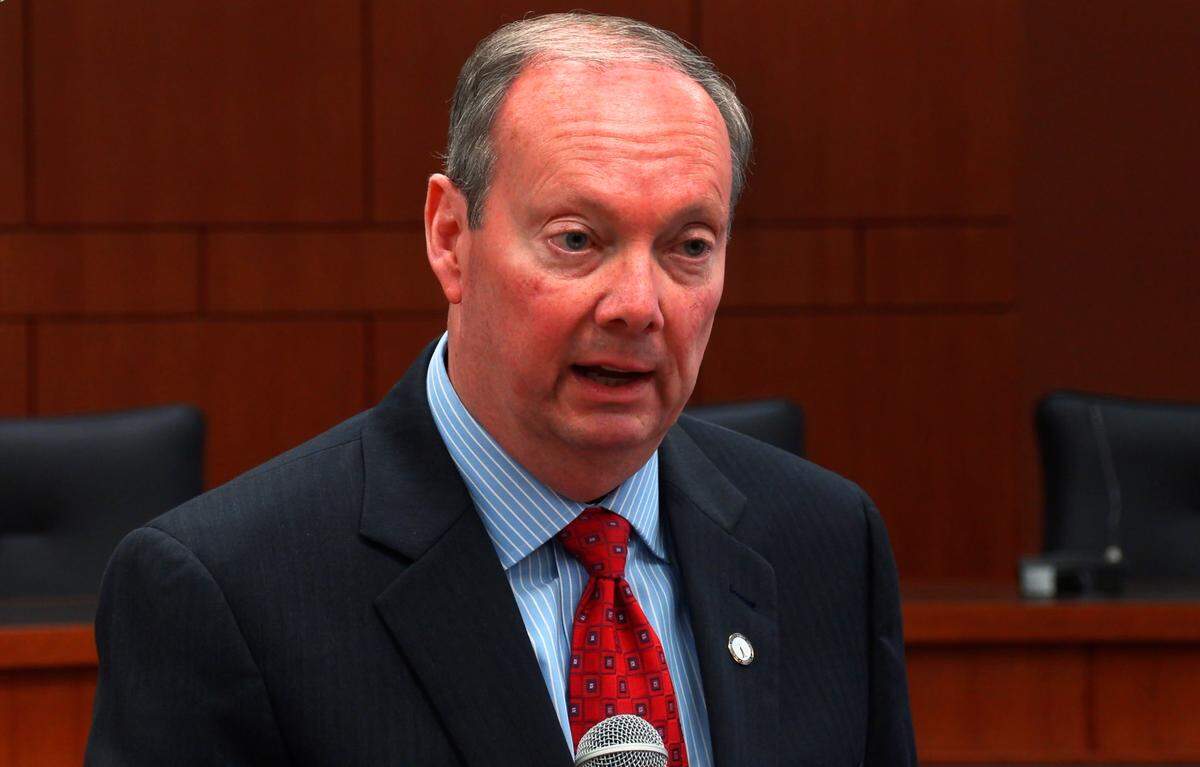 David Lewis, superintendent of the Muscogee County School District, speaks Friday morning during a press conference at the Public Education Center about the recent arrest of a teacher at Northside High School in Columbus, Ga.