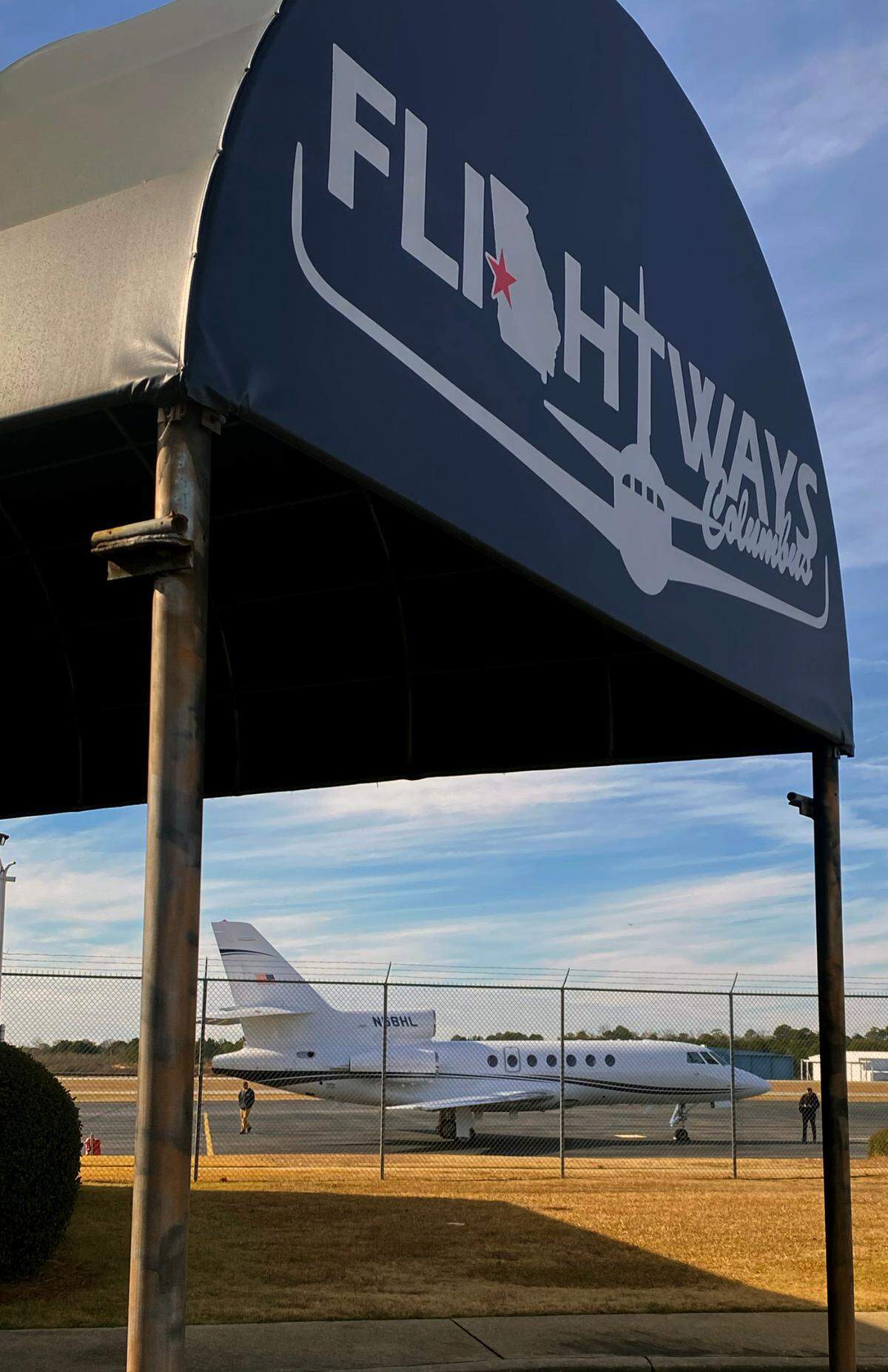 This is the view of the public entrance at the general aviation terminal of the Columbus Airport in Columbus, Georgia. 01/15/2025