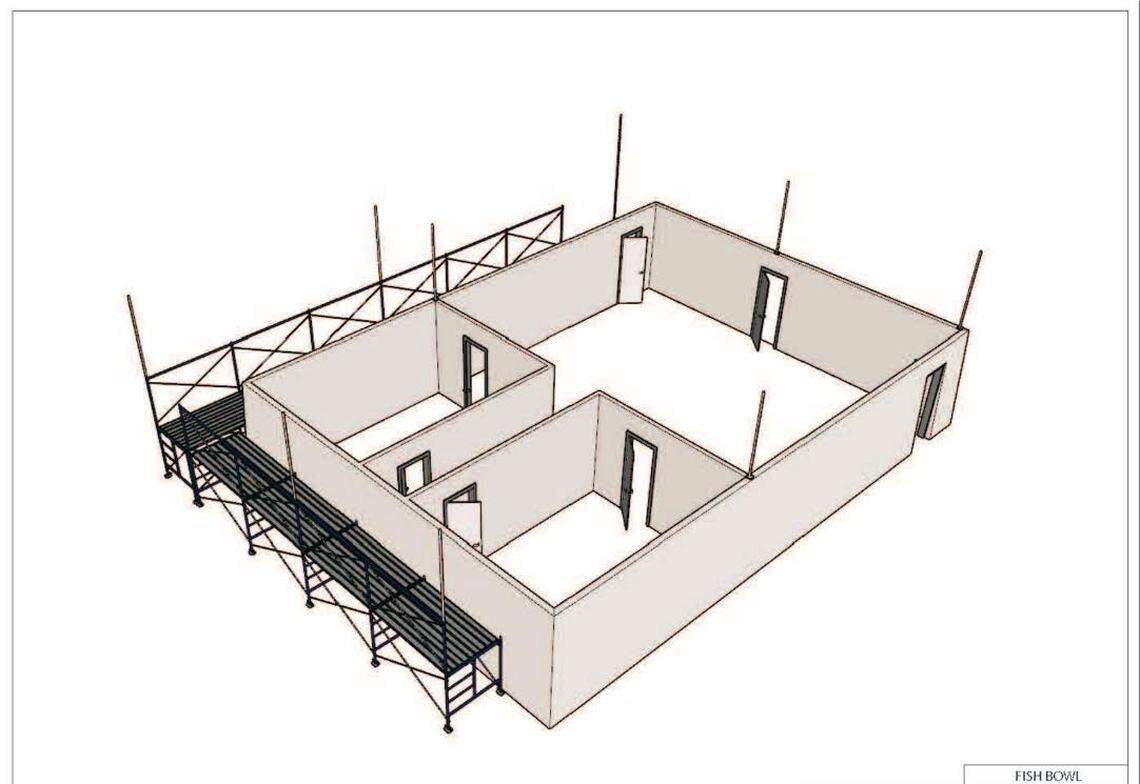 This is one view of the “ ‘Fish Bowl’ Training Device.” The image is part of a U.S. Department of Homeland Security, Ft. Benning, Georgia OFTP Training Devices Statement of Work document dated June 25, 2019
