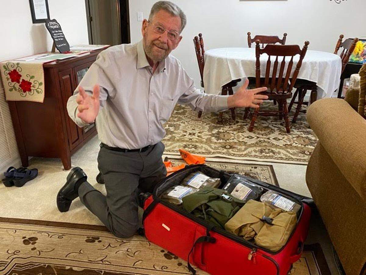 Columbus pastor Mike Randall prepares to travel to Poland next week, packing essential supplies to aid refugees during the war at his home in Columbus, Ga. on March 24, 2022.
