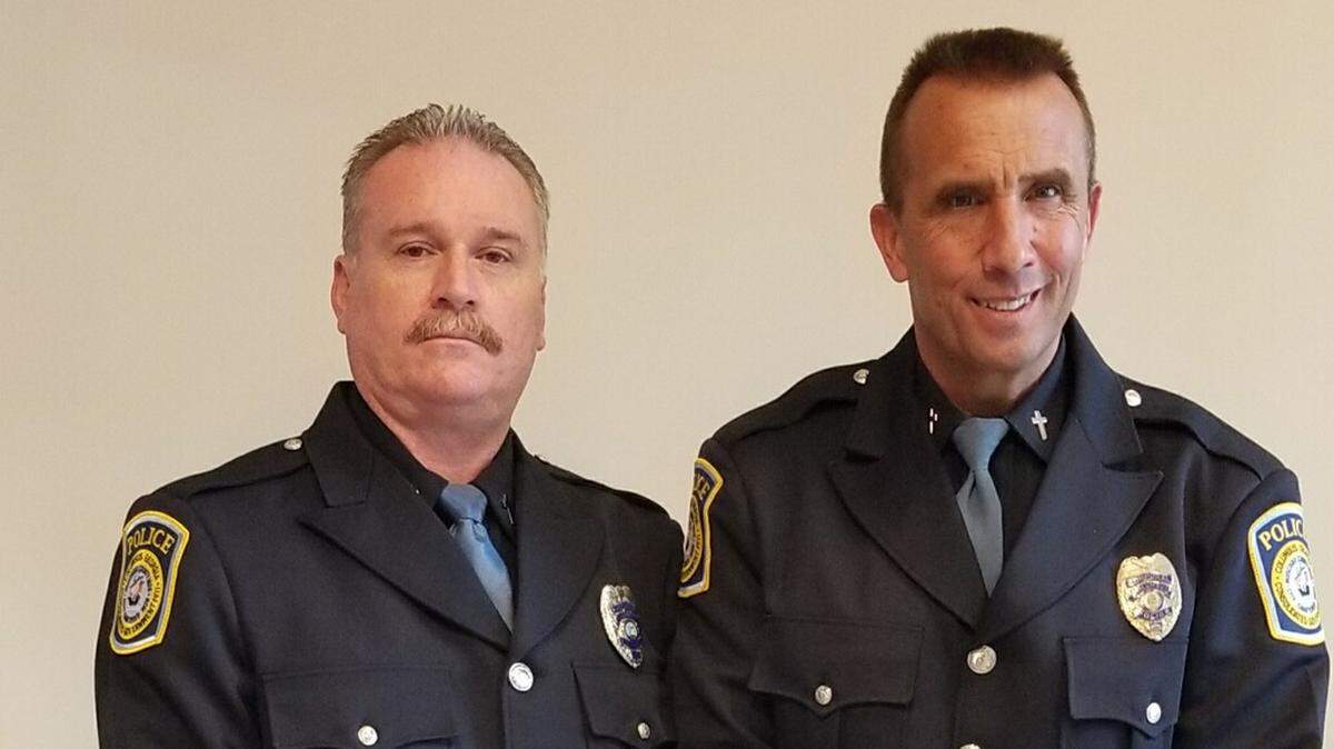 Columbus police chaplains Donald Hall, 53, at left, and Roy Isasi, 58, were ordered to leave their desk jobs at the Public Safety Center and start patrolling streets.