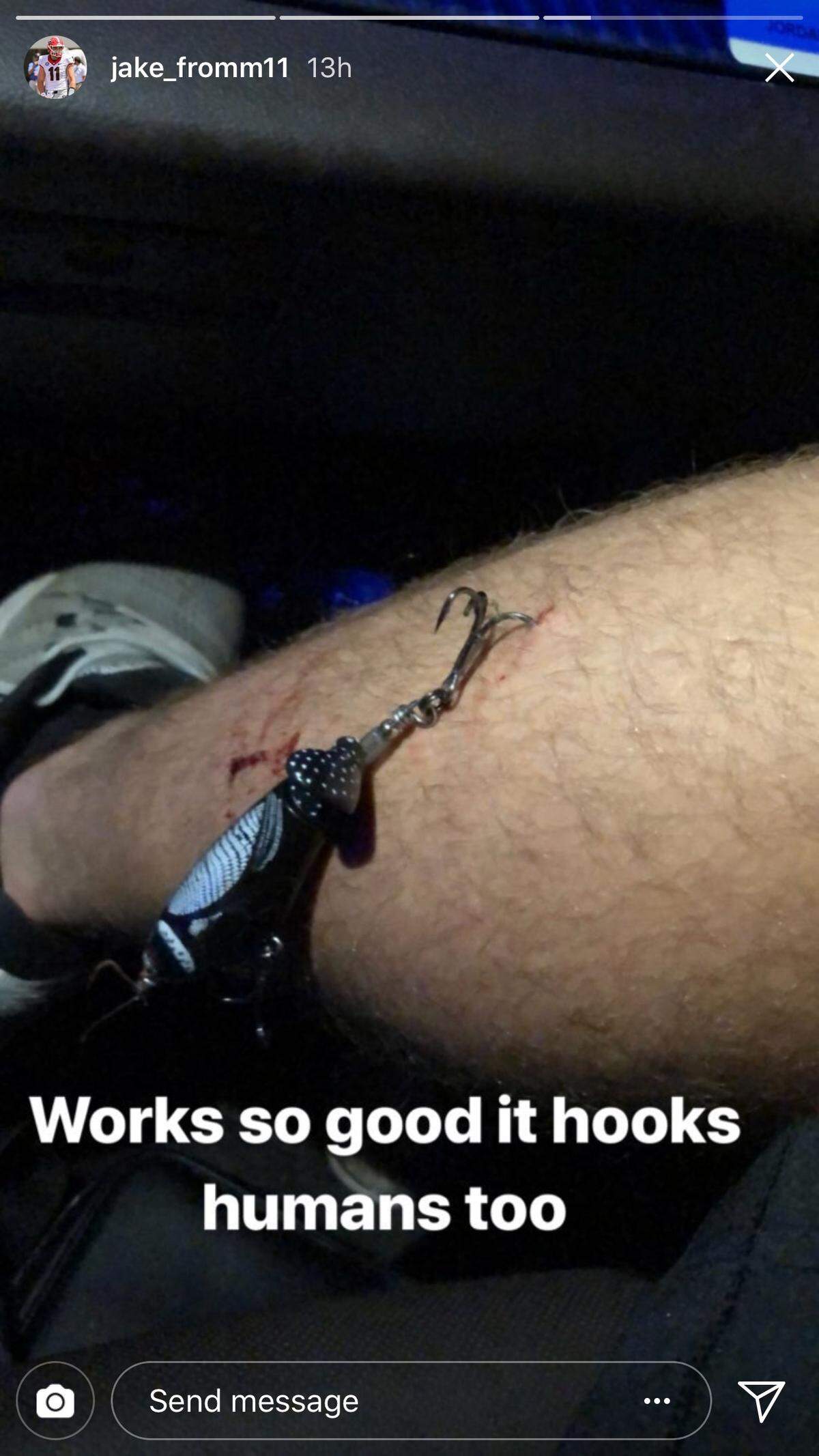 Georgia quarterback Jake Fromm ended his latest fishing excursion with a stop at Cook Medical Center