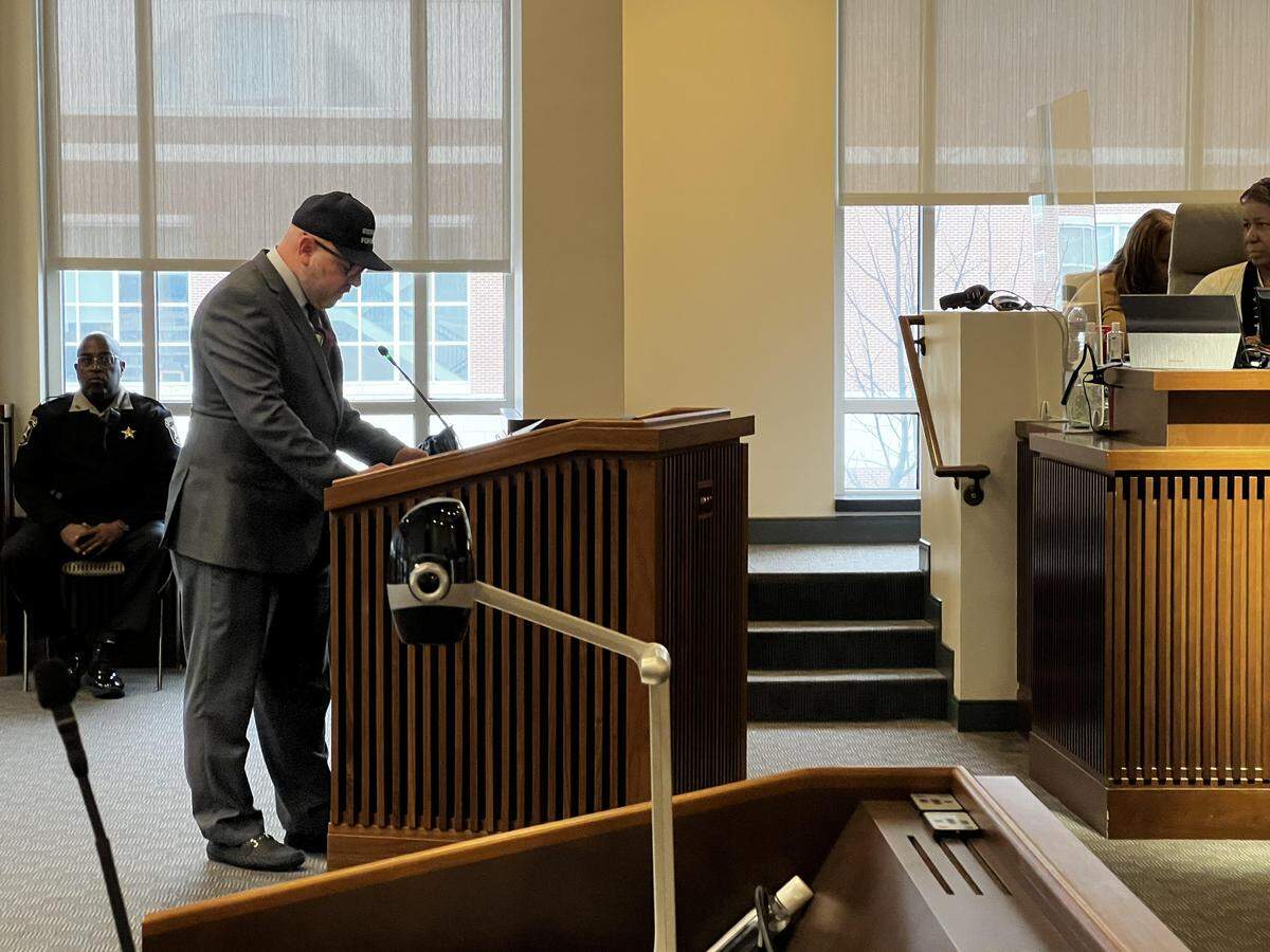 Steven Kelly, who is running for Columbus mayor in the 2026 elections, criticizes Mayor Skip Henderson’s handling of the city manager search during the public agenda portion of the Dec. 9, 2025, Columbus Council meeting.