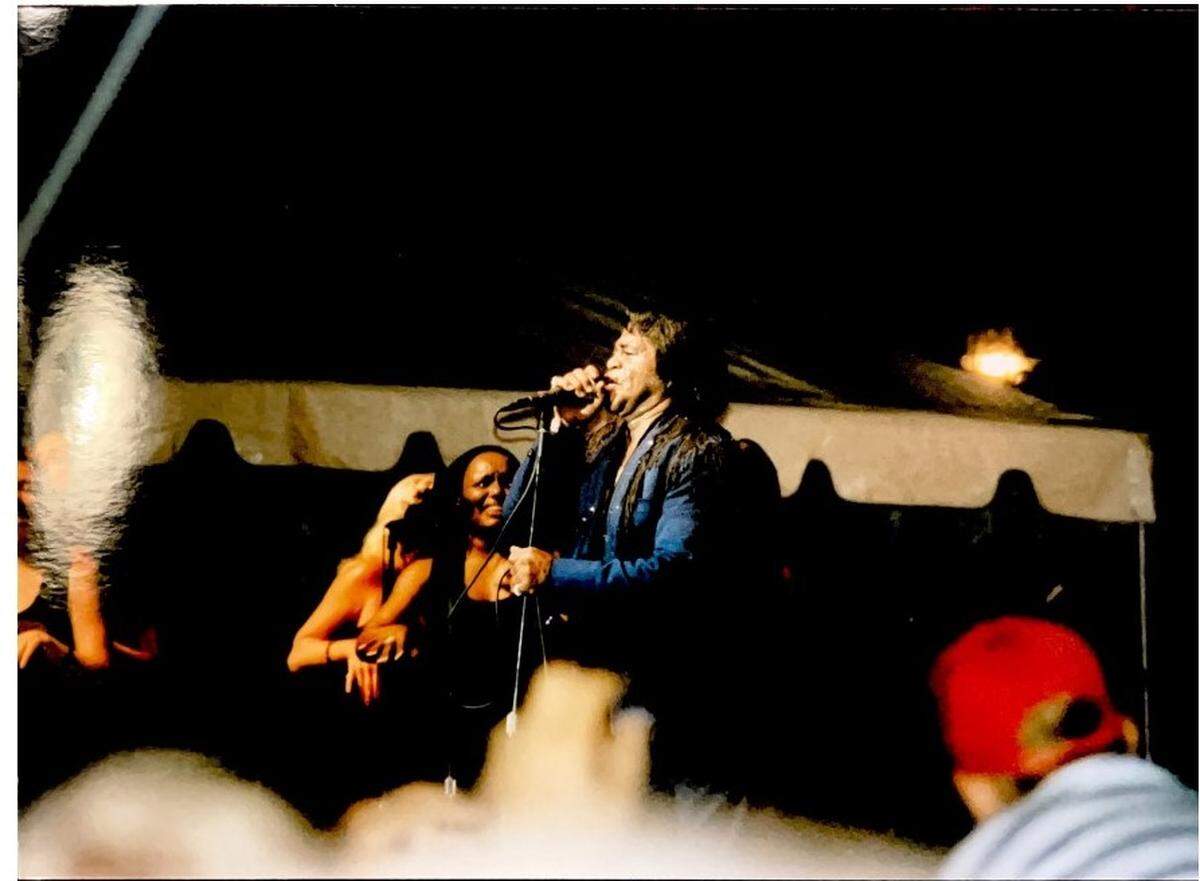Snapshot from the crowd when James Brown performed at Riverfest in 2001.