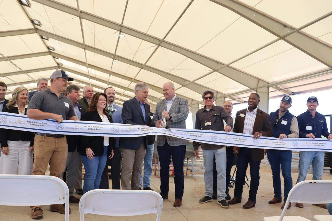 Matt Kisber Co-founder of Houston Solar and Dan Perdue, Chair of the Houston County Board of Commissioners cut the ribbon, marking the dawn of a new era in solar energy and land management. 4/12/24