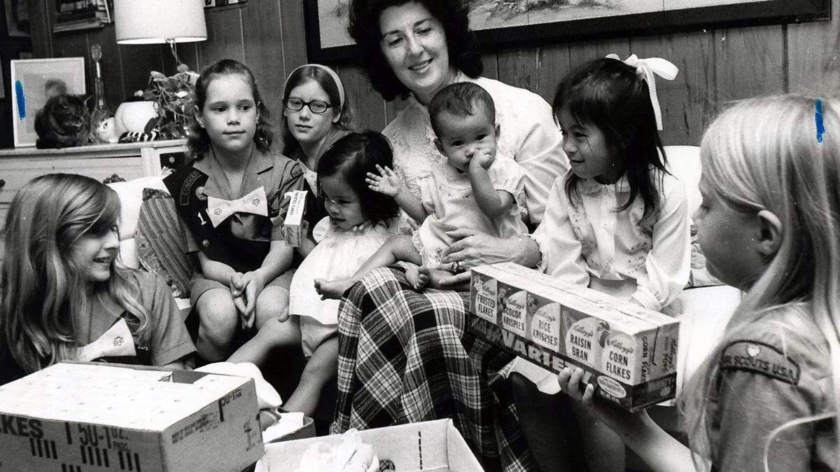 Ledger-Enquirer file photoBetty Tisdale is shown on March 2, 1975, with some of the Vietnamese orphans and local Girl Scouts. Tisdale died Wednesday.