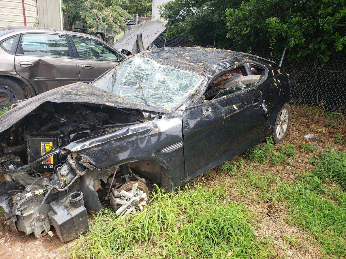 This is the Hyundai Tiburon that Eric Tindall was driving when he crashed June 24 in Harris County.