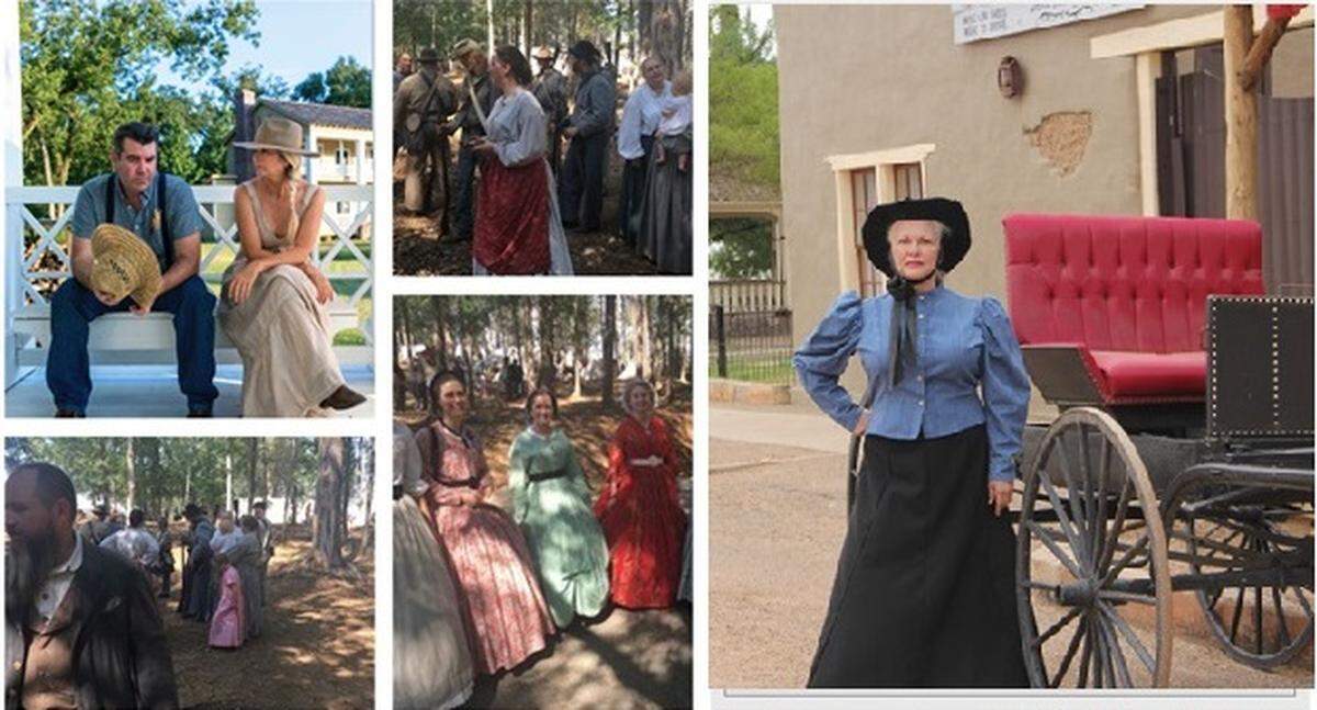 This montage of photos shows proposed scenes from the prospective TV series “Side Trails,” which is planned to be filmed at Historic Westville Village is Columbus.
