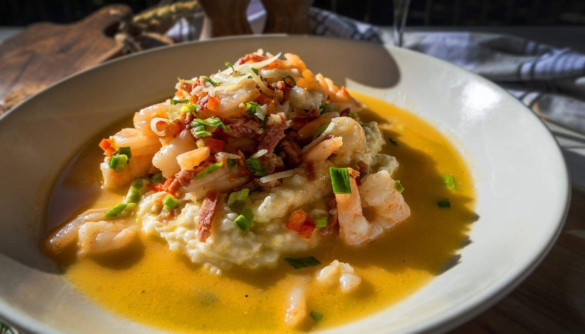 This is the Shrimp + Grits dish at Millhouse Kitchen + Bar, located at 1801 1st Ave. in Columbus, Georgia.