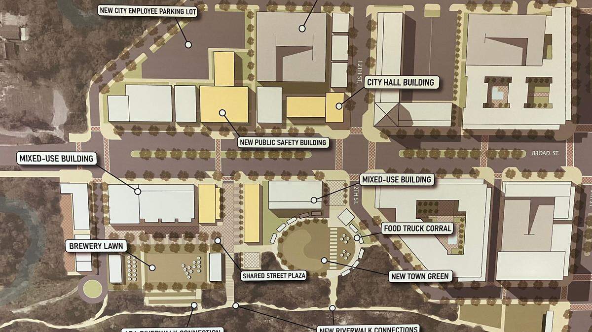 This visual shows part of the downtown redevelopment plan consultants from Orchestra Partners of Birmingham presented Sept. 6, 2022, to the Phenix City Council and other city leaders.