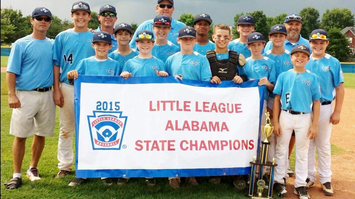 The Phen City American Little League team won the Alabama state championship last month in Huntsville. American beat Huntesville International 6-4 in the semifinals, then beat Phenix City National in the title game, 11-2. American will take part in the Southeast Regional with the first game on Aug. 8 in Warner Robins, Ga. Pictured are front row, from left, Brooks Barbaree, Parker Thomas, Cam Carpenter, Garrett Keyt, Clayton Coulter and Logan Collins; Middle Row, from left, Patrick Collins-Assistant Coach. Tyler Haines, Caden Hare, Jax Dyer, Zion Morris, Johnny Funderburke, Joe Blanton and Noah Mills; Back Row from left, Shane Barbaree- Assistant Coach, Charles Haines-Head Coach, Billy Keyt-Assistant Coach.