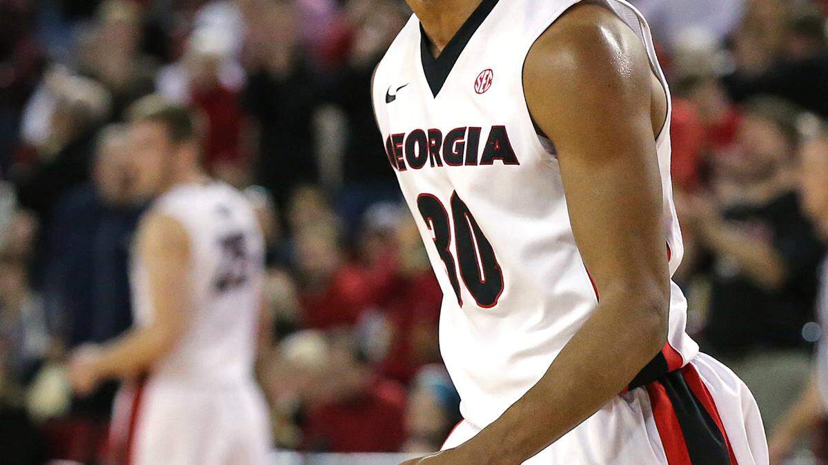 CURTIS COMPTON/Atlanta Journal-Constitution via APGeorgia guard J.J. Frazier celebrates a victory over Georgia Tech during an NCAA college basketball game on Saturda in Athens, Ga.