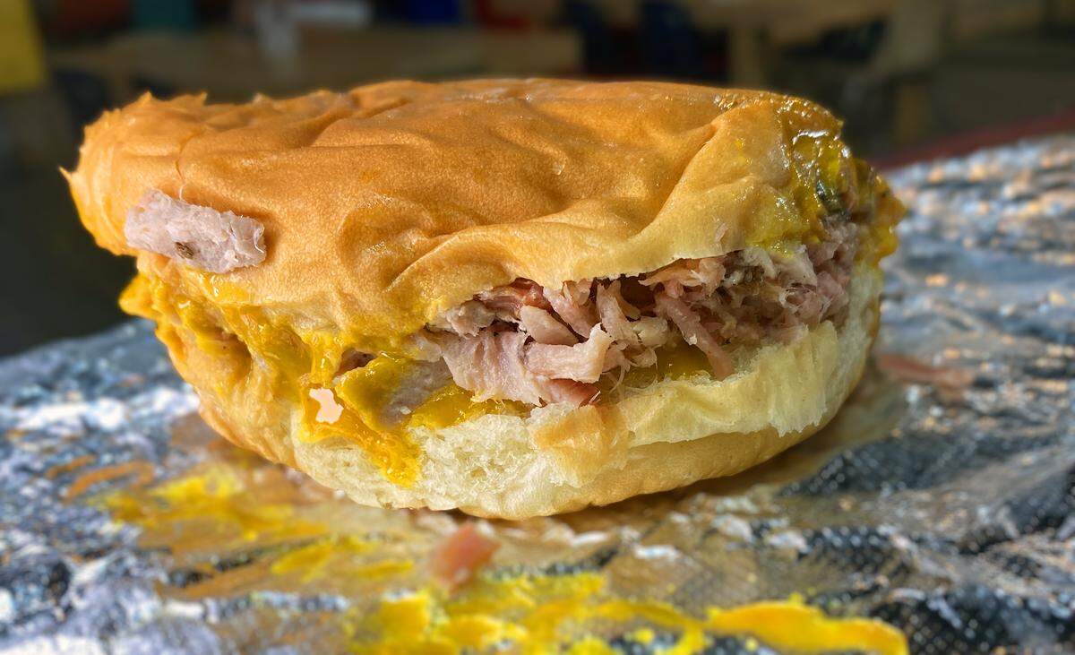 Ledger-Enquirer reporter Kelby Hutchison bought three of these barbecue sandwiches for $10 at Marshall’s Smokehouse in Columbus on Feb. 3, 2026.