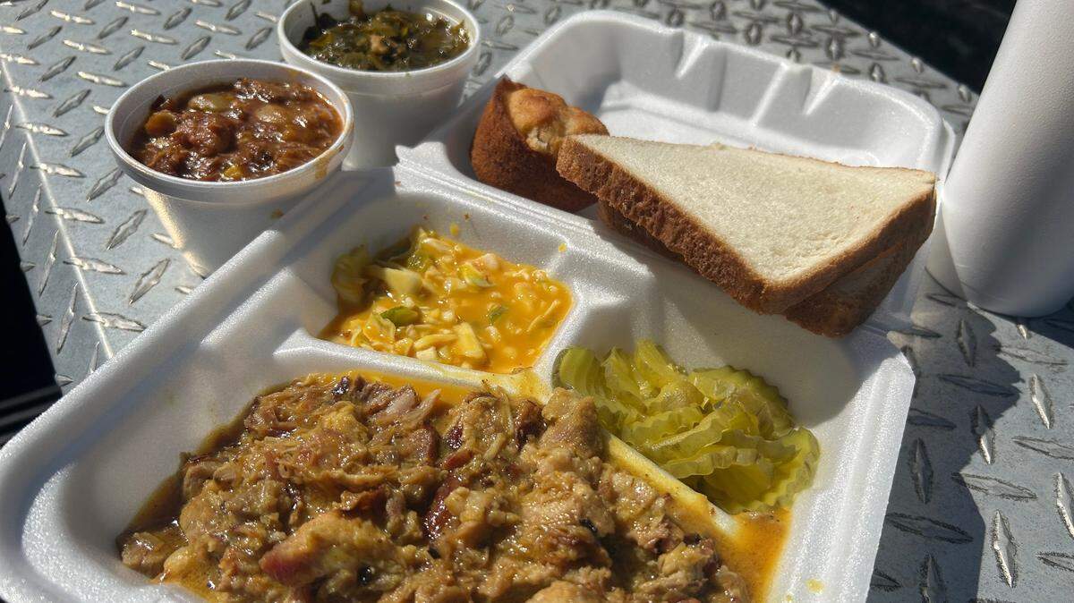 A plate of BBQ from Chester’s Barbecue located at 213 Northstar Drive in Columbus, Ga.