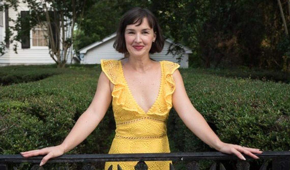 Phenix City native Meredith Riley Stewart, now living in California, poses in downtown Columbus at the Rankin House during a 2019 visit back home to the Chattahoochee Valley.