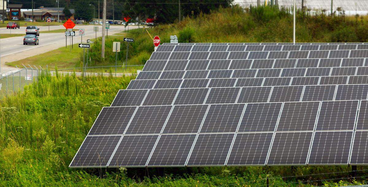 This right-of-way solar array is located along I-85 near exit 14 in LaGrange, Georgia.
