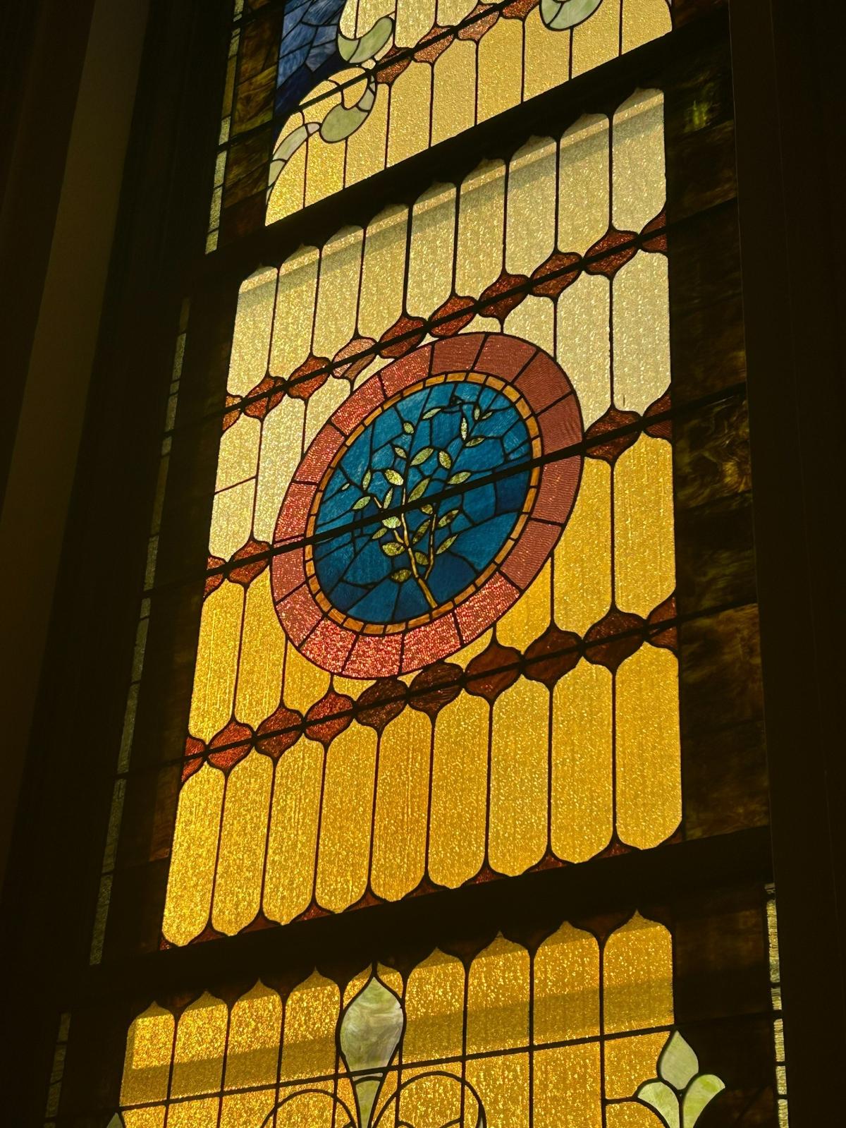 A stained glass window located at First Baptist Church at 212 12th Street in downtown Columbus, Ga.