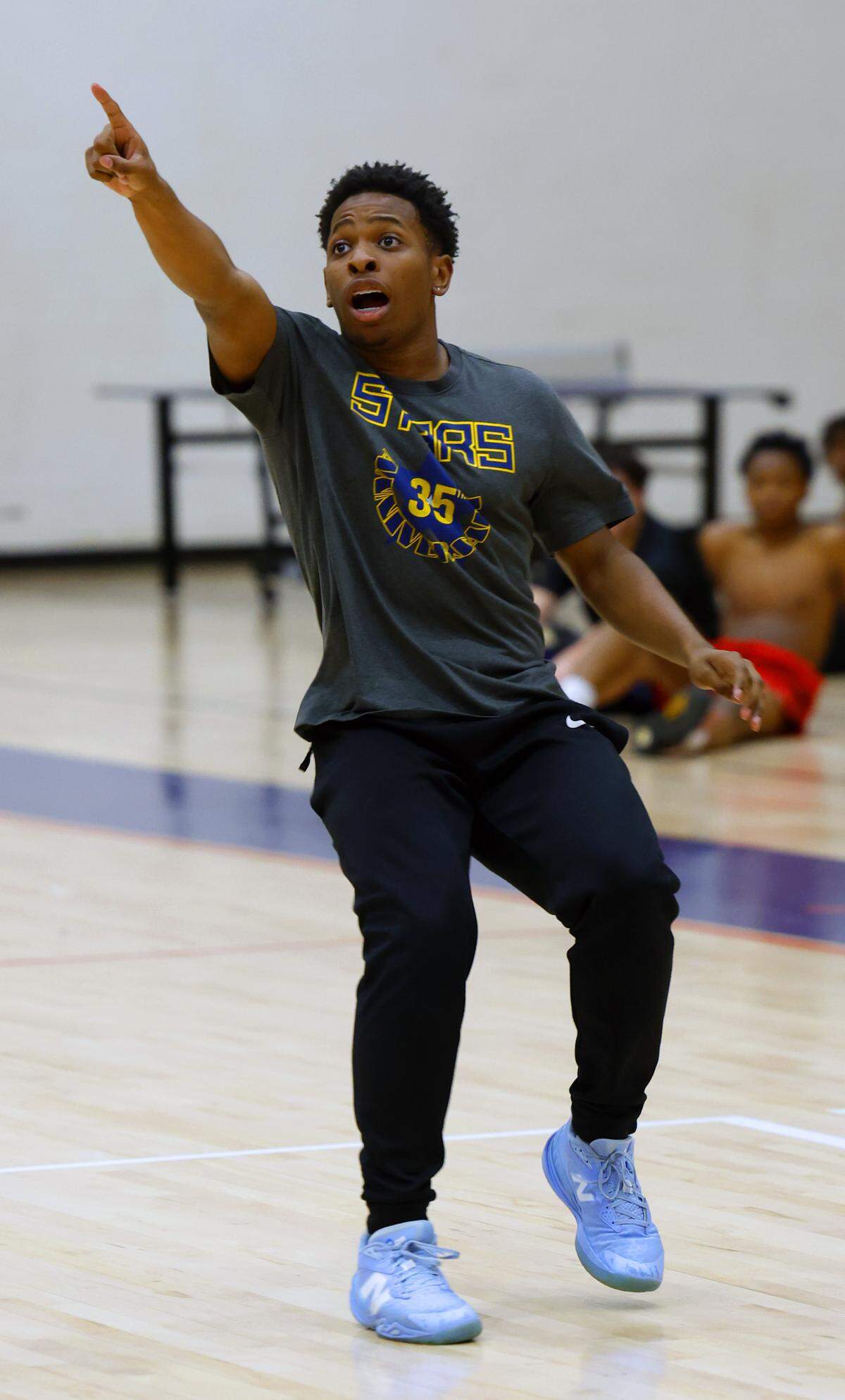 Xavier Davies, a Northside High School sophomore, reacts during practice with the Northside boys basketball team Oct. 21, 2025, in Columbus. Xavier, who plays basketball despite having epilepsy and three brain surgeries, finished in fifth place out of approximately 300,000 nominees in the three-month-long Youth Athlete of the Year competition sponsored by Sports Illustrated and 3Brand, his father, Orson Davies, told the Ledger-Enquirer.