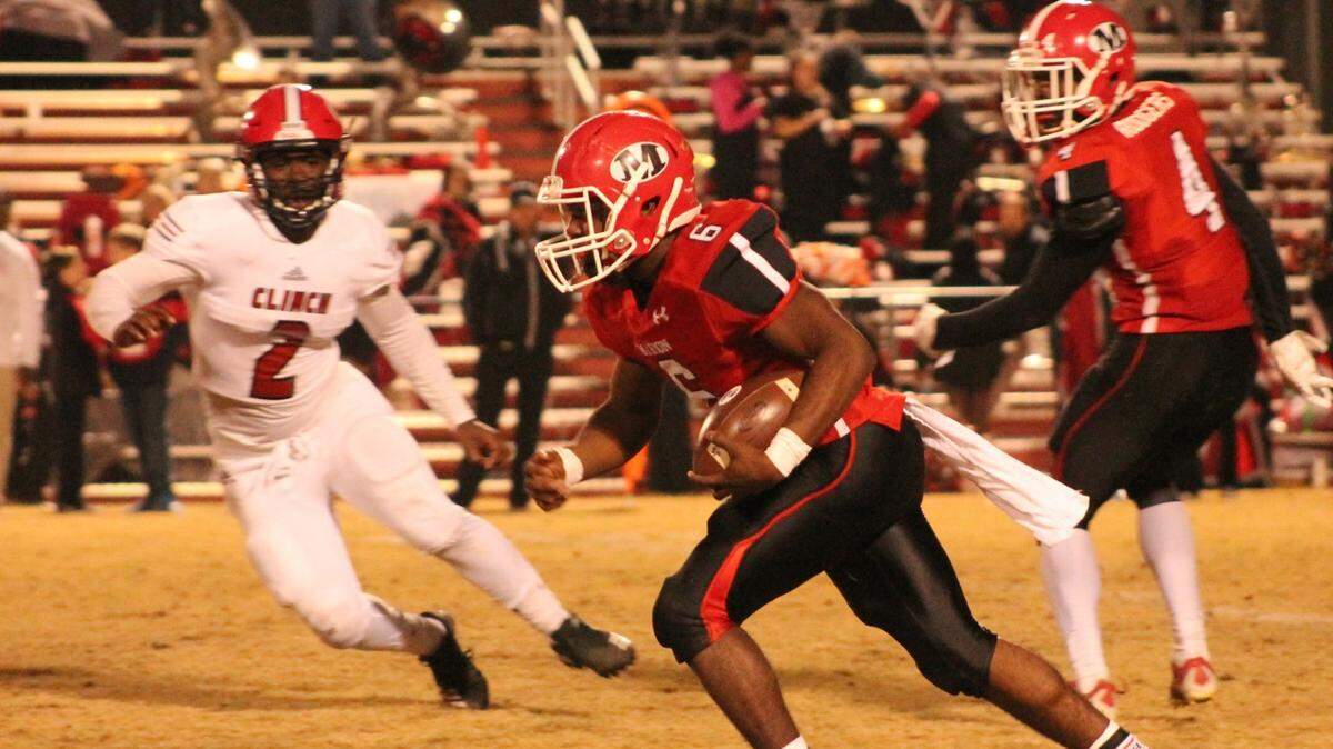 Marion County quarterback Trice McCannon led the Eagles on the ground and in the air during their GHSA Class A public-school semifinal state playoff game against Clinch County in Buena Vista on Friday night, November 30, 2018. He rushed for 122 yards and two touchdowns on 27 carries and passed for 251 yards and one touchdown while completing 12 of 30 attempts.