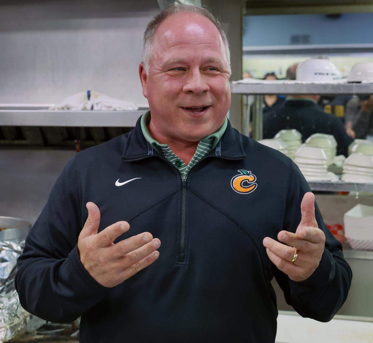 The Columbus Clingstones hosted a news conference April 9, 2026 at Dinglewood Pharmacy in Columbus, where Clingstones general ganager Pete Laven announced “Scrambled Dogs” will be one of the team’s alternate identities this season.