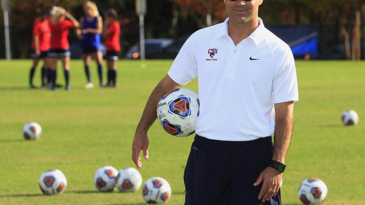 Mike Haskey/mhaskey@ledger-enquirer.comJay Entlich, shown coaching the Columbus State University women's soccer team Monday, has led the team to the NCAA tournament each of the last 10 seasons.