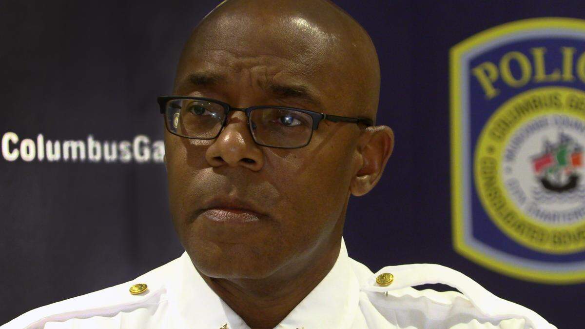Columbus Police Chief Freddie Blackmon speaks at a Saturday afternoon press conference about a shooting on Friday night where nine juveniles, ages 5-17, were wounded. 02/18/2023