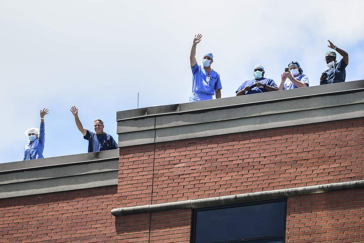 May 5, 2020; Auburn, AL, USA; Red Tails perform a flyover for healthcare workers at EAMC. Mandatory Credit: Shanna Lockwood/AU Athletics