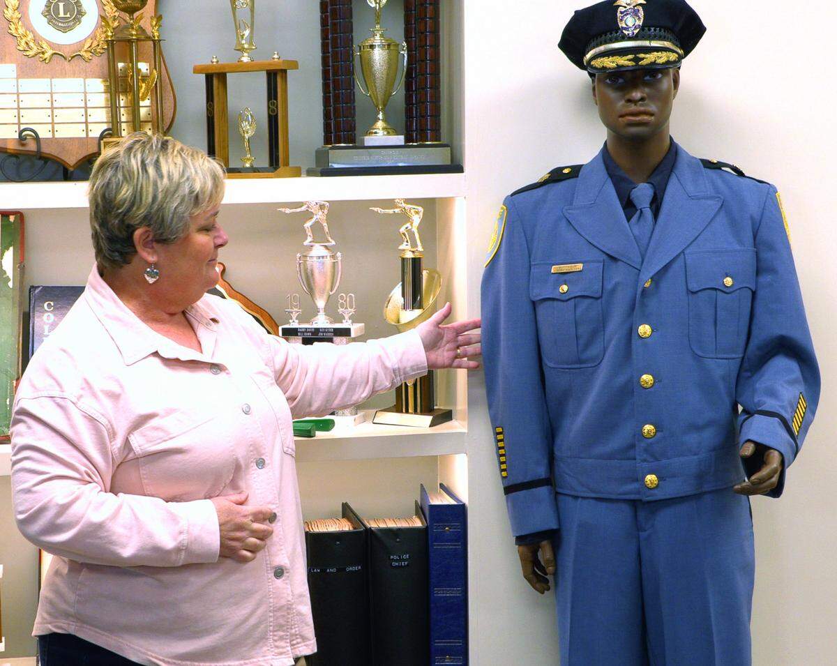 Cindy Ware, curator of the Columbus Police Department heritage museum talks about the uniform worn by Maj. Robert Taylor. 02/13/2025