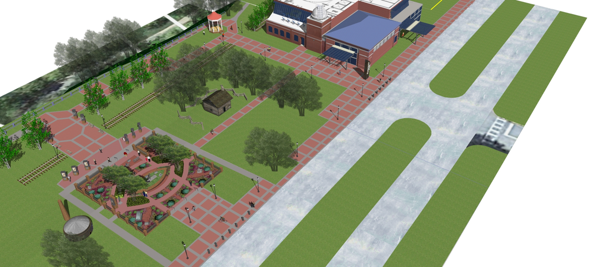 A $2 million project from Historic Columbus would replace a downtown park with five 19th-century homes and revamp a public space along the Chattahoochee River. This is a view of the proposed promenade.