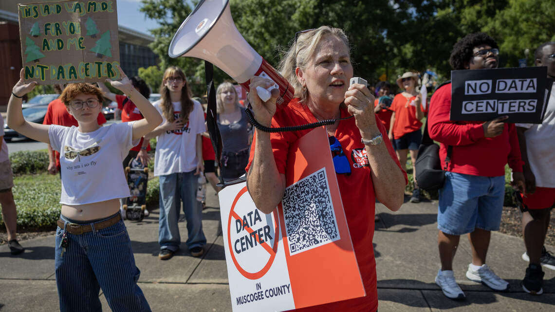 Group gathers in downtown Columbus to rally against data centers, lack of transparency