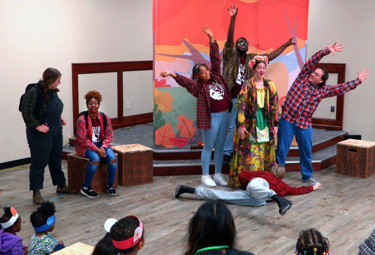 Cast members perform in the First Act’s production of “Going on a Bear Hunt” Tuesday night at Victory Mission in Columbus, Georgia. 01/17/2023