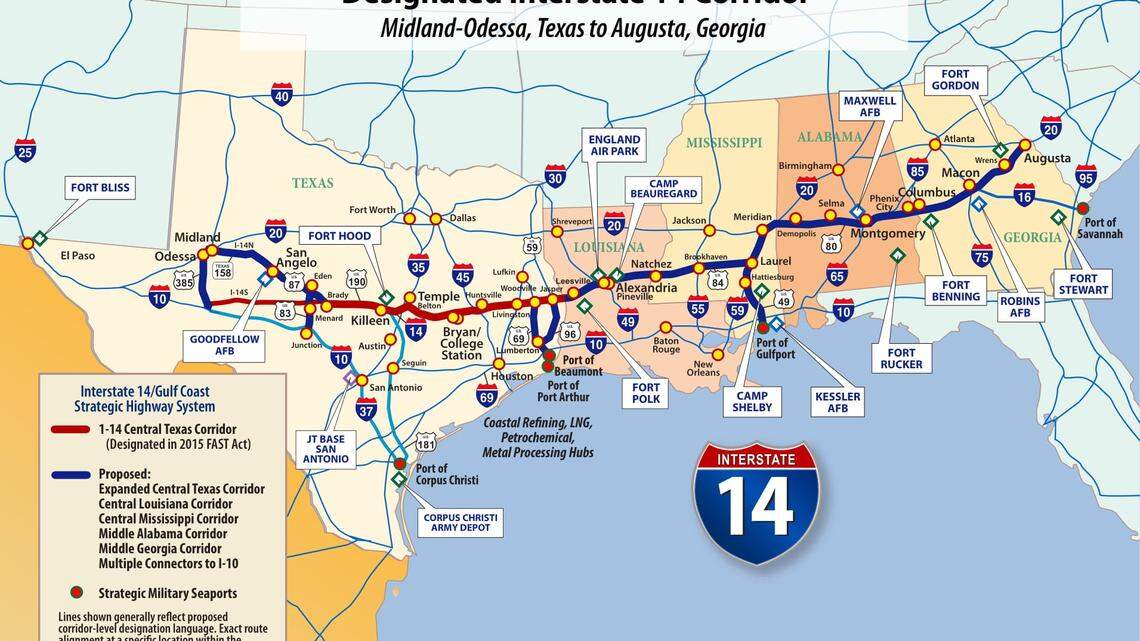 This is the proposed Interstate 14 route. U.S. Sen. Raphael Warnock introduced an amendment in the new infrastructure bill that brings the new route closer to reality.