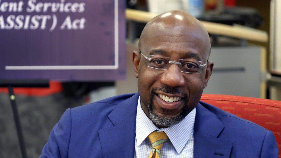 U.S. Sen. Raphael Warnock talks about his new mental health legislation proposal, named the Advancing Student Services in Schools Today (ASSIST) Act, Tuesday morning during a visit to Dorothy Height Elementary School in Columbus, Georgia. 02/22/2022
