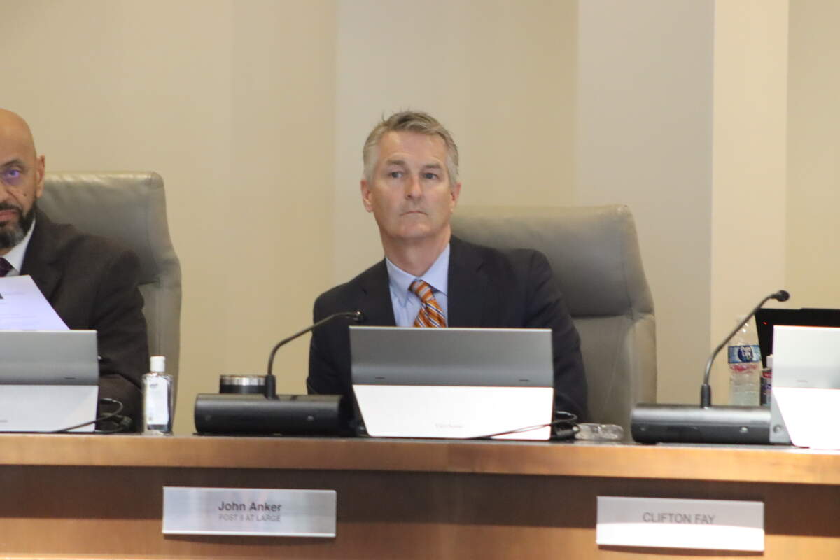 Columbus Councilor John Anker of citywide District 9 listens to a resident speaking about the proposed data center, Project Ruby, during the March 10, 2026, council meeting.