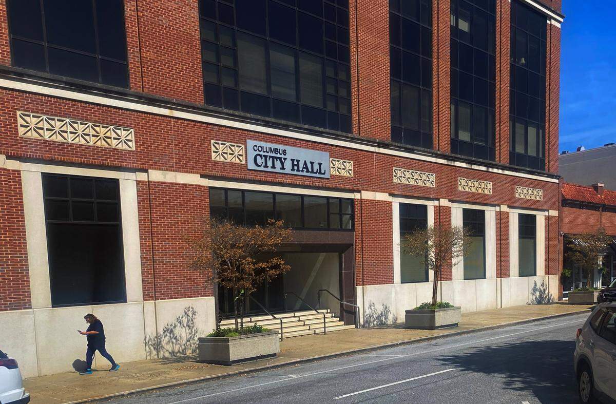 This is the First Avenue entrance to City Hall in Columbus, pictured July 14, 2025.