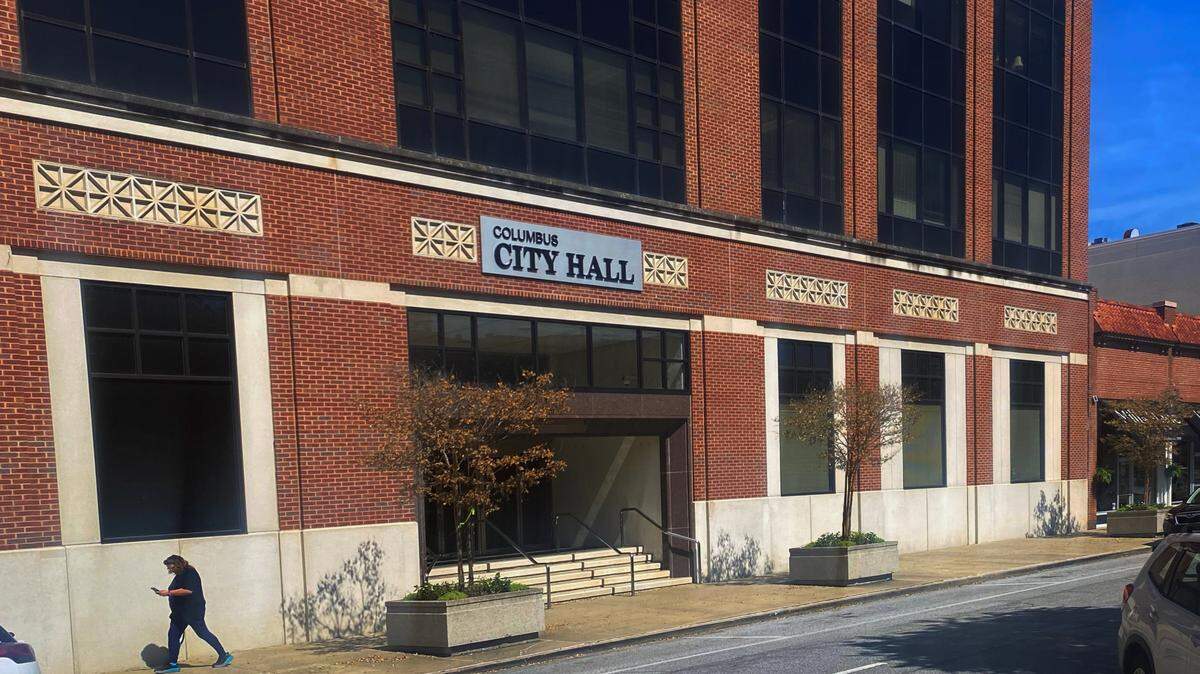 This is the First Avenue entrance to City Hall in Columbus, pictured July 14, 2025.