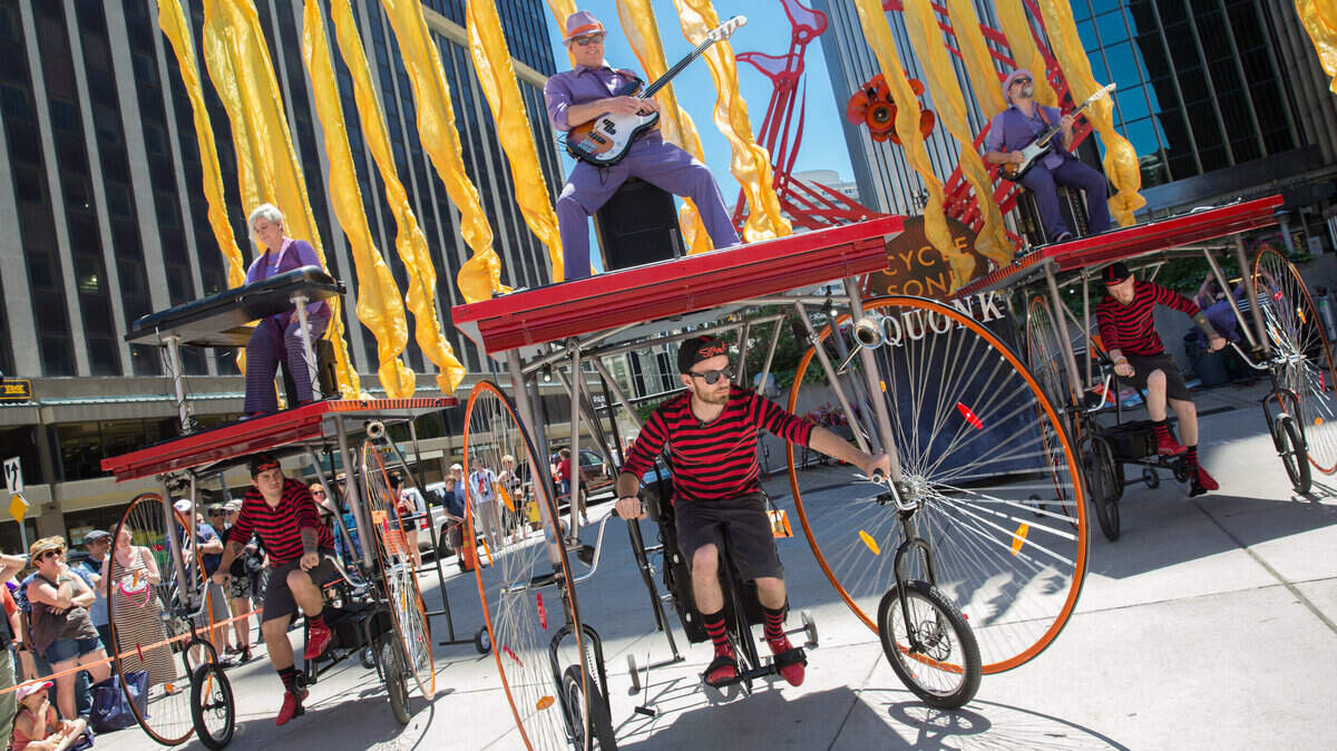 The RiverCenter presents the spectacular Squonk Opera in four free performances of their show Cycle Sonic, as part of the 2019 Artbeat festivities.
