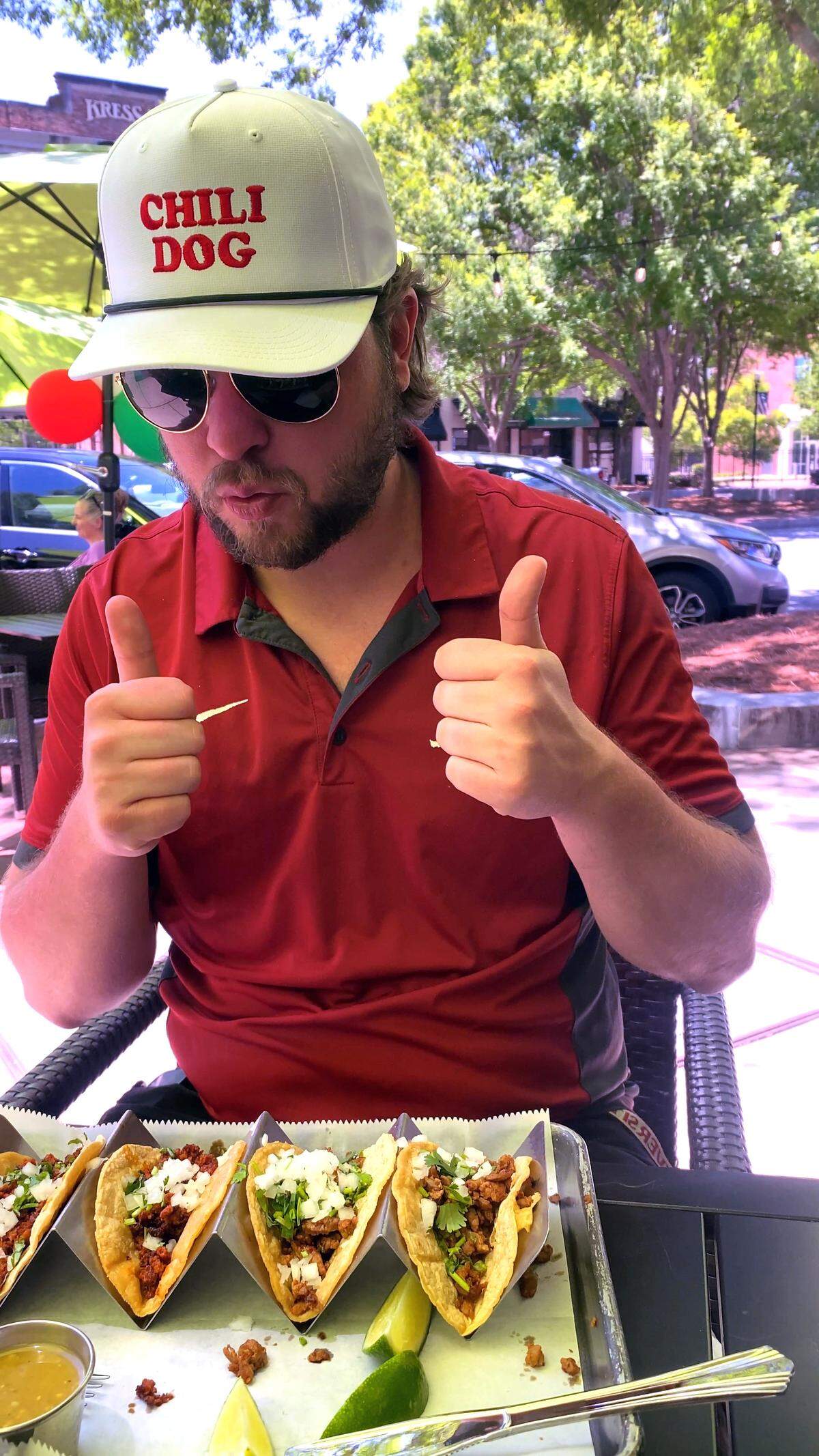 Ledger-Enquirer reporter Kelby Hutchison had the urge to eat tacos after seeing a social media post from Agave Bar & Grill for a $2 taco special to celebrate Cinco De Mayo on May 5, 2026.. Kelby said it was impossible for him to not take advantage of it.