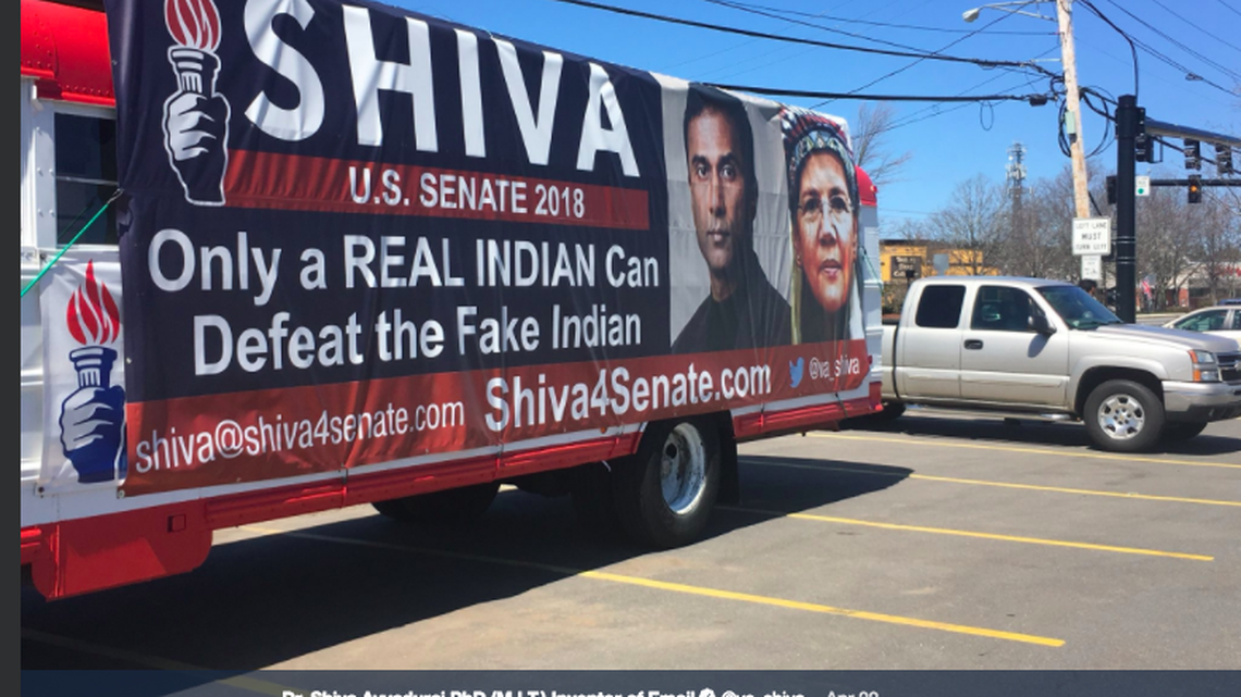 Shiva Ayyadurai, who is running for U.S. Sen. Elizabeth Warren's seat, is suing the city of Cambridge, Mass., for ordering him to remove signs that call Warren a "fake Indian." Warren has been criticized for saying she has Cherokee ancestry.