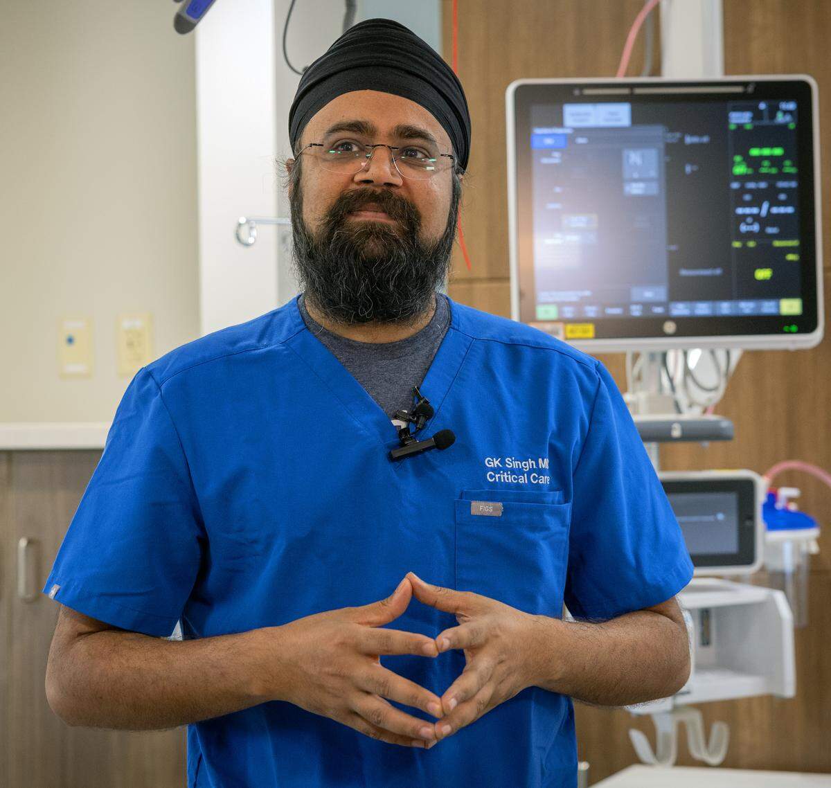 Dr. Gurkeerat Singh, a critical care specialist at Piedmont Columbus Regional’s midtown hospital, answers questions May 11, 2026, about the completion and naming of a $58 million expansion and renovation project that has increased the hospital’s critical care capacity. Named the Shelby and Wanda Amos Intensive Care Unit, the 99,038-square-foot project includes 43 new ICU beds, plus 68 renovated rooms, across three nursing units.