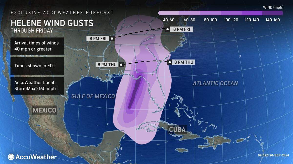 Wind gusts from Helene are expected to hit Columbus Thursday evening and into the night.